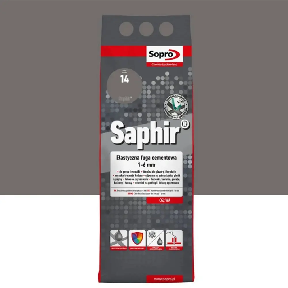 Chit de rosturi gresie si faianta SOPRO Saphir Alubag 9504 gri beton 14, 2kg