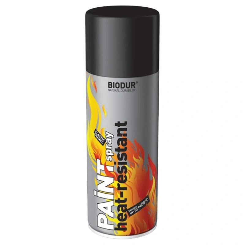 Spray vopsea "Biodur" negru rezist la temp(600 C) 400ml