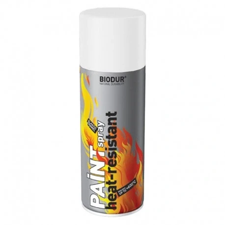 Spray vopsea "Biodur" alba rezist. la temp (600 C) 400ml